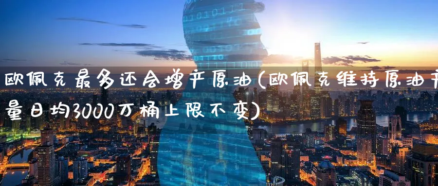 欧佩克最多还会增产原油(欧佩克维持原油产量日均3000万桶上限不变)_https://www.nyyysy.com_期货平台_第1张