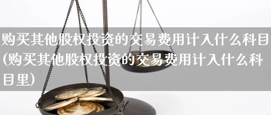 购买其他股权投资的交易费用计入什么科目(购买其他股权投资的交易费用计入什么科目里)_https://www.nyyysy.com_期货市场_第1张